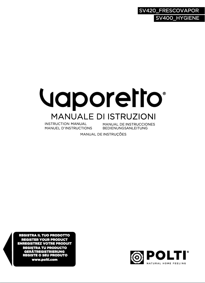 Page 1 of the manual User Manual Polti Vaporetto SV420 Frescovapor