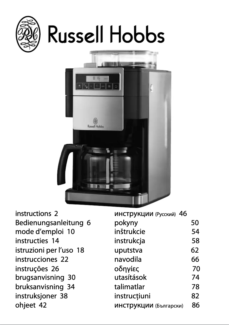 Page 1 of the manual User Manual Russell Hobbs Mill & Brew 14889-56