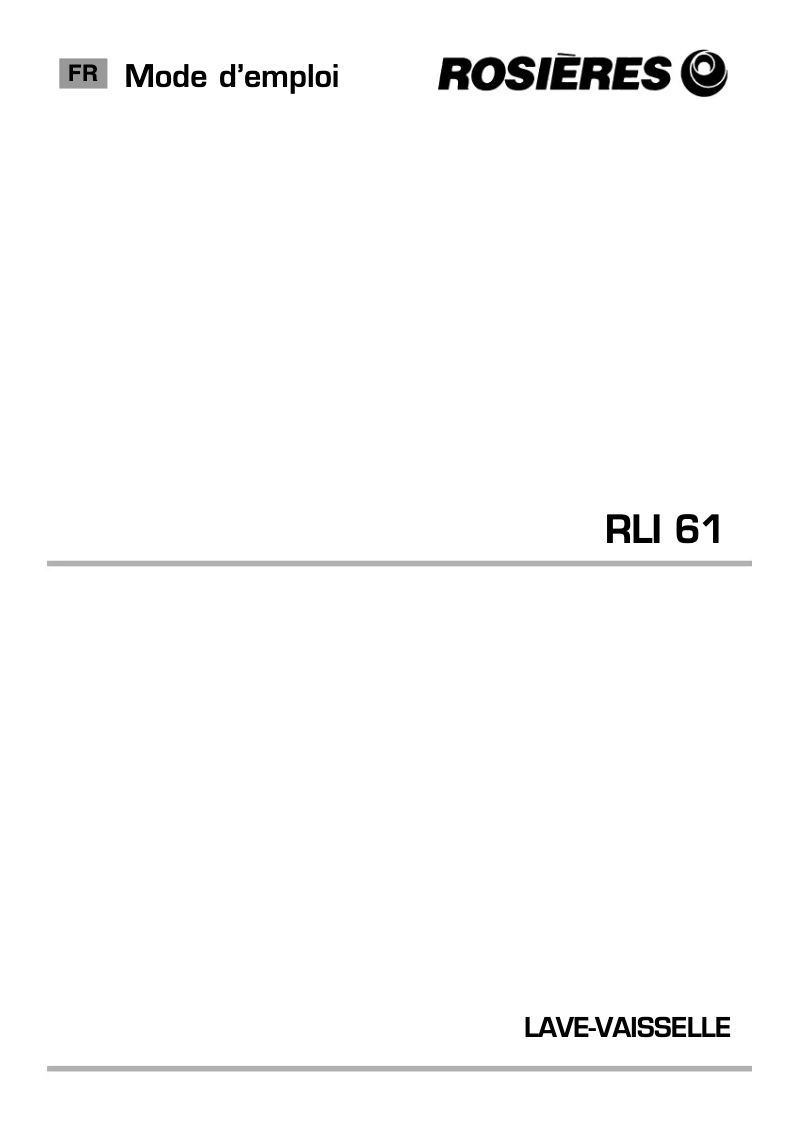 Page 1 of the manual User Manual Rosieres RLFP 1046/E