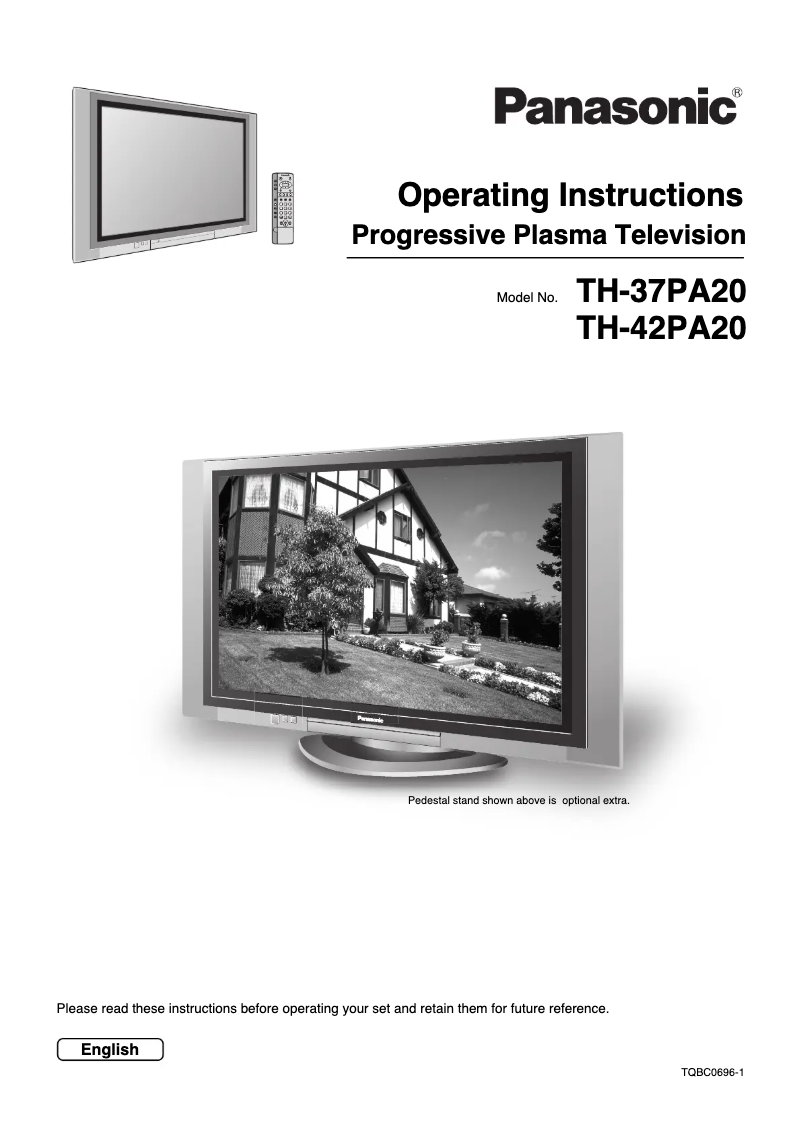 First page image of the manual for Viera TH-42PA20A