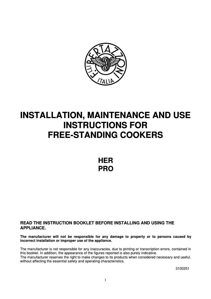 First page image of the manual for HER120 6G MFE D NET