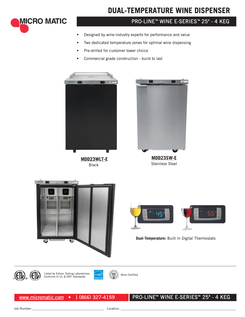 Page 1 of the manual Technical Sheet Micro Matic MDD23WLT-E