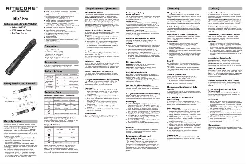 First page image of the manual for MT2A Pro