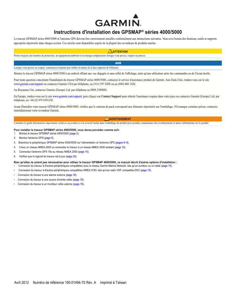 First page image of the manual for GPSMAP 5008
