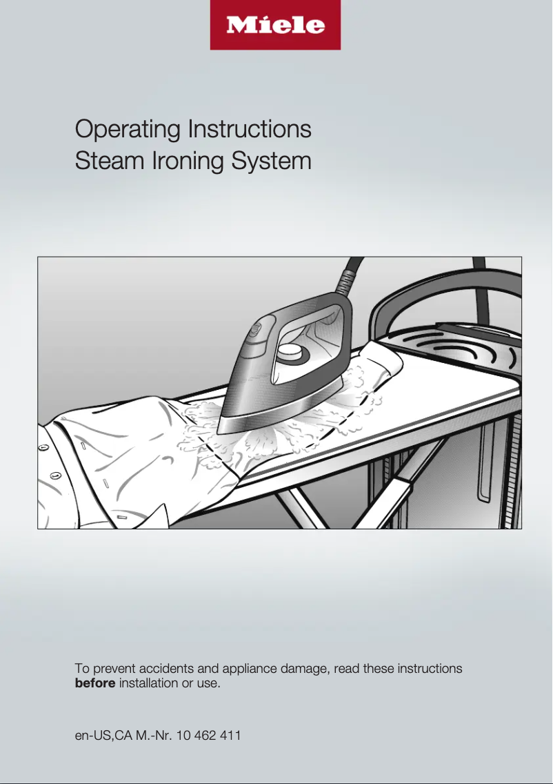 Page 1 of the manual Installation Guide Miele FashionMaster B 3847