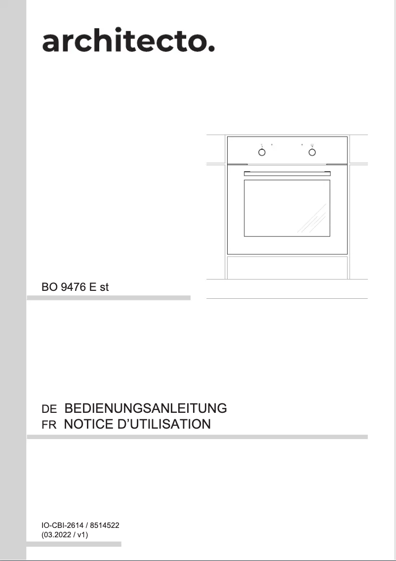 Page 1 of the manual User Manual Amica BO 9476 E st