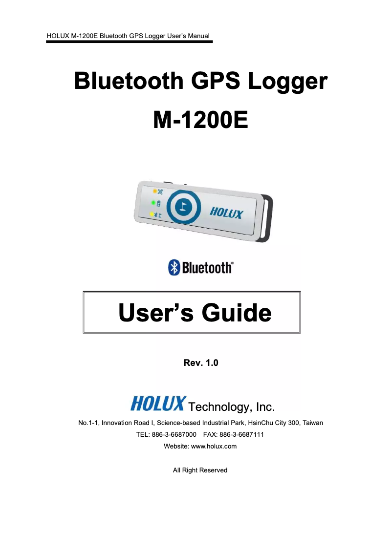 Page 1 de la notice Manuel utilisateur Holux M-1200E