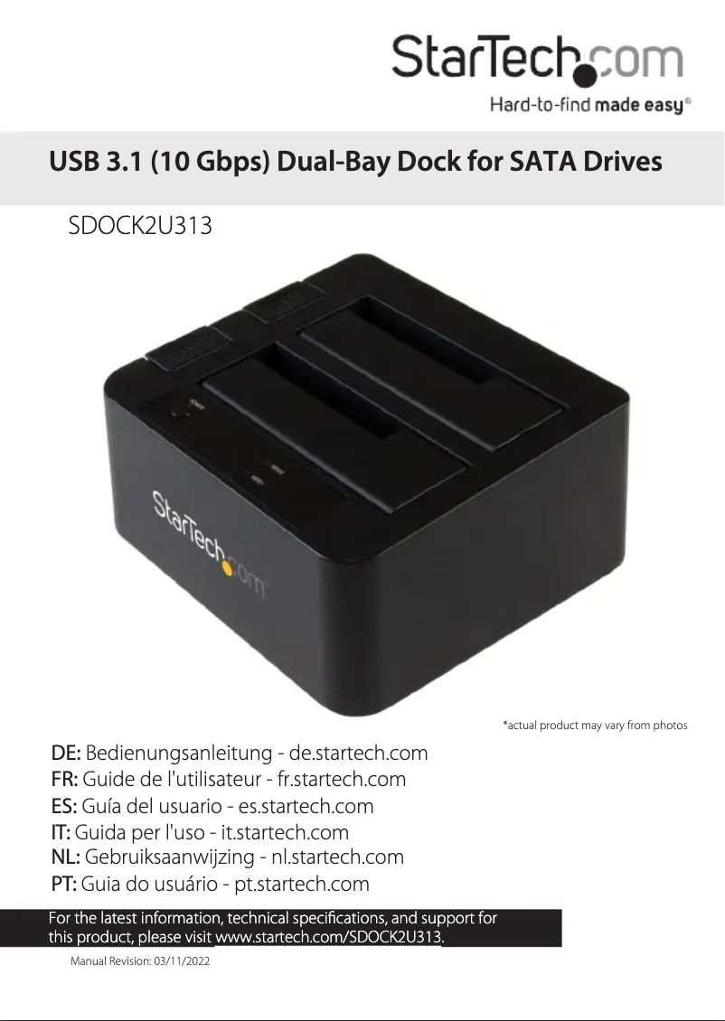 First page image of the manual for SDOCK2U313