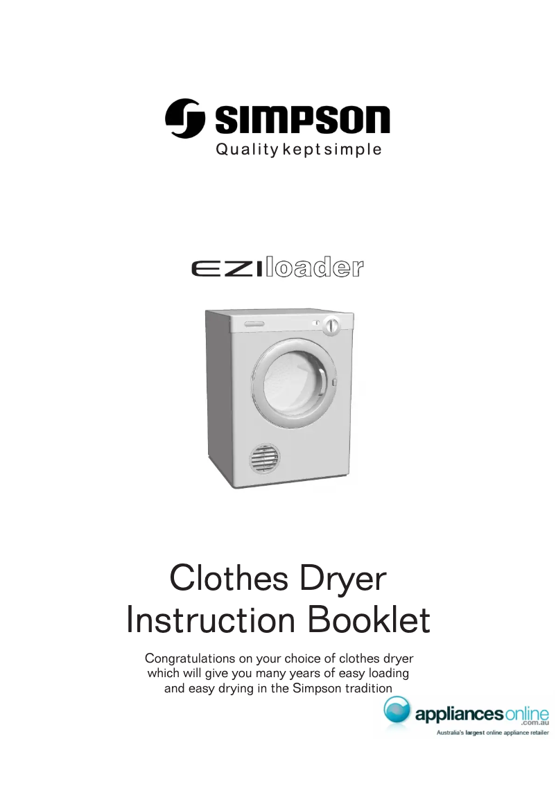 Page 1 of the manual User Manual Simpson 39P400M