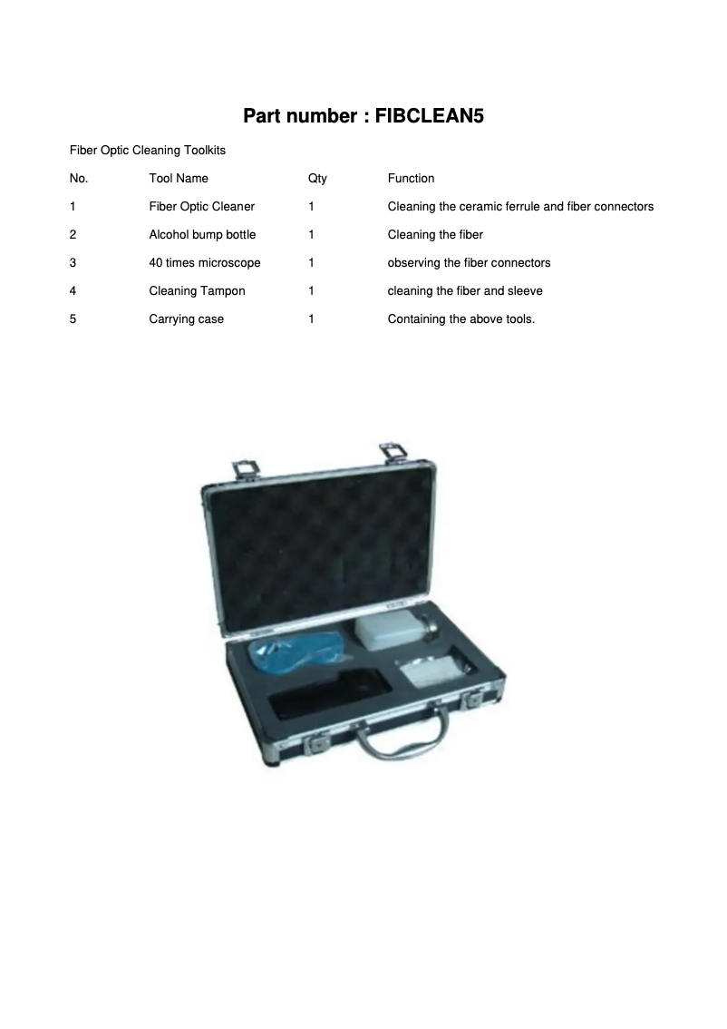 First page image of the manual for FIBCLEAN5