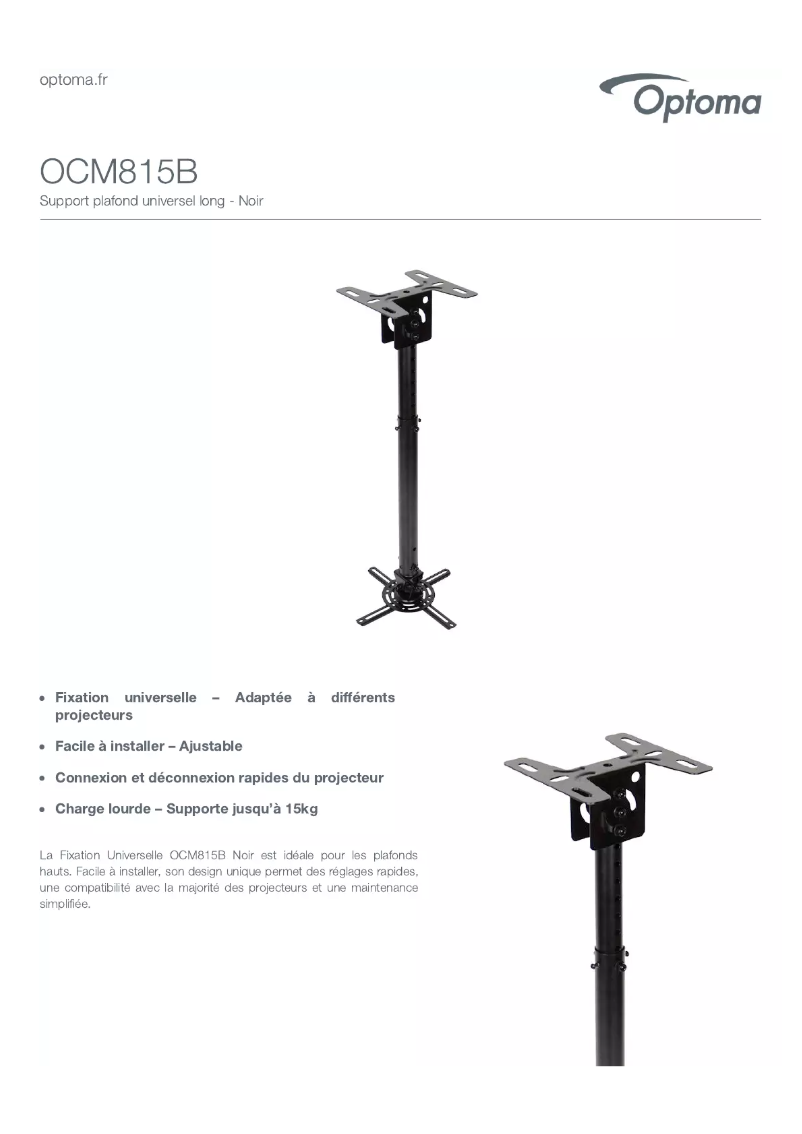 Page 1 of the manual Technical Sheet Optoma OCM815B