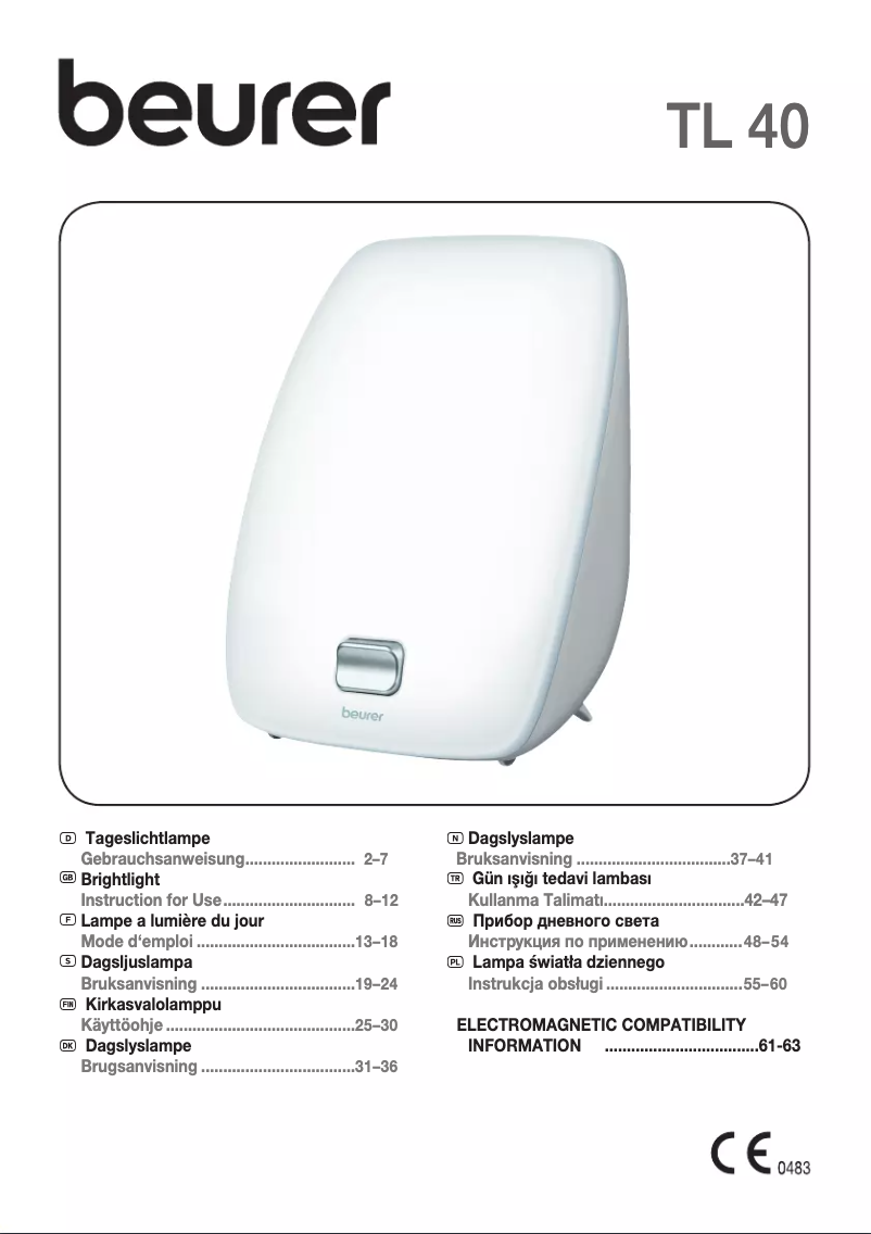 Page 1 of the manual User Manual Beurer TL 40