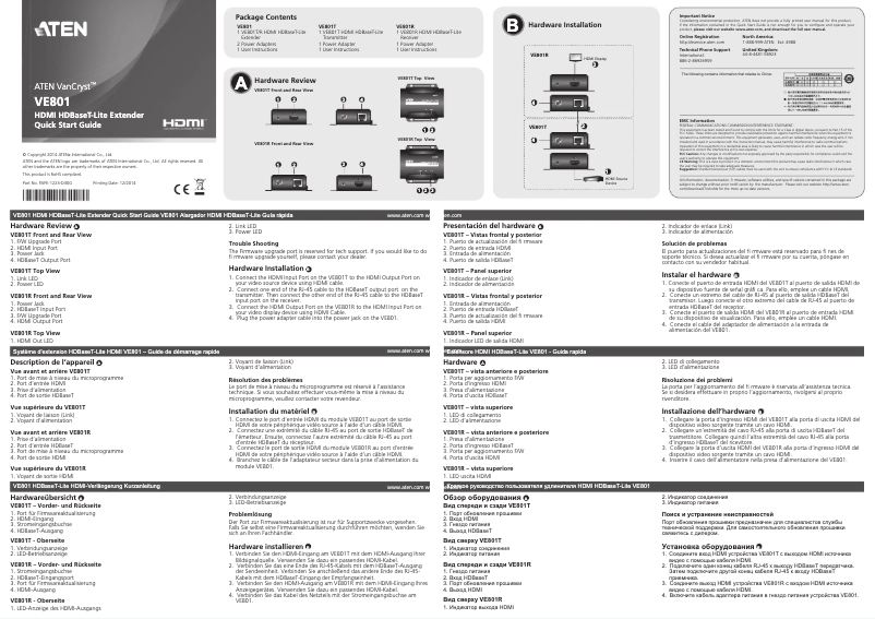 Page 1 de la notice Manuel utilisateur ATen VE801