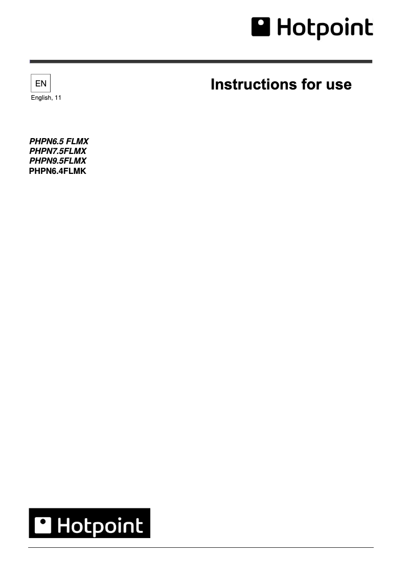 First page image of the manual for PHPN9.5FLMX