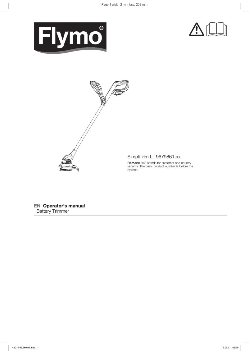 Page 1 of the manual User Manual Flymo SimpliTrim Li