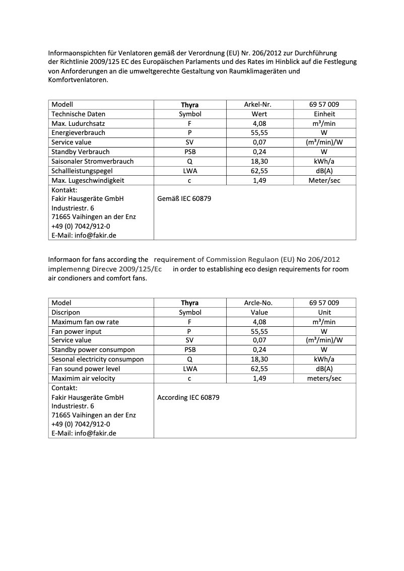 First page image of the manual for Thyra