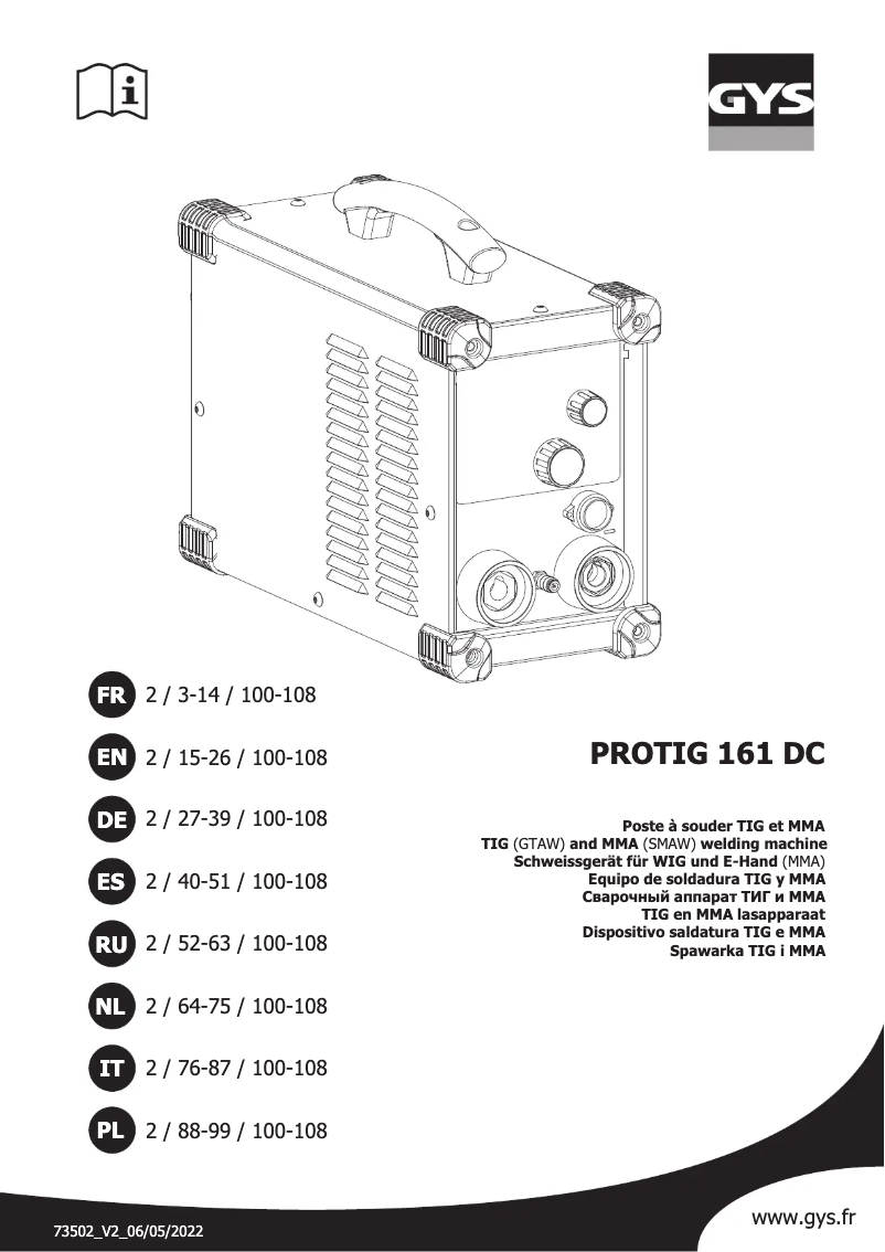 Image de la première page du manuel de l'appareil Protig 161 DC