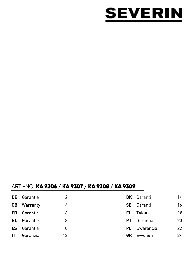 First page image of the manual for KA 9306