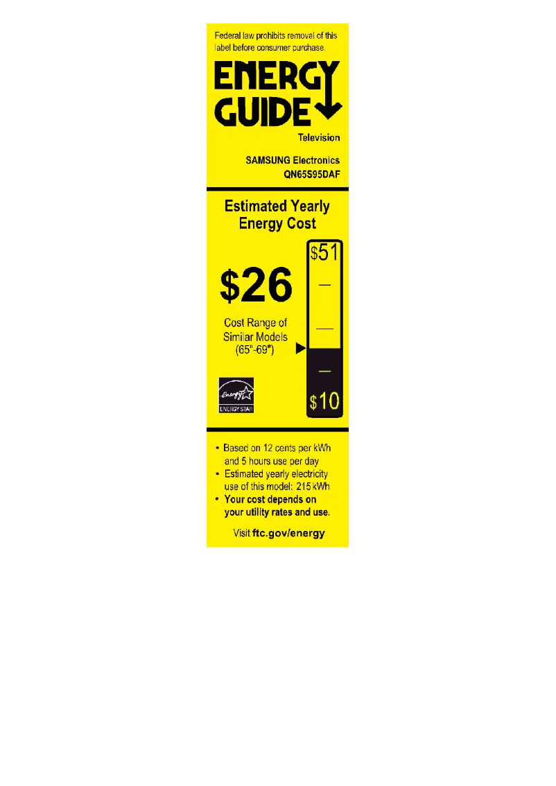 Page 1 of the manual Energy Label Samsung QN65S95DAF