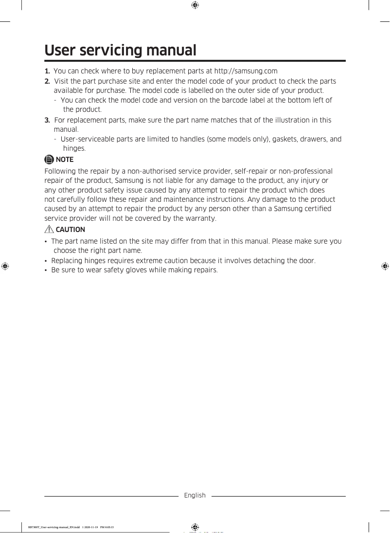 Page 1 of the manual User Manual Samsung RB34T603EEL
