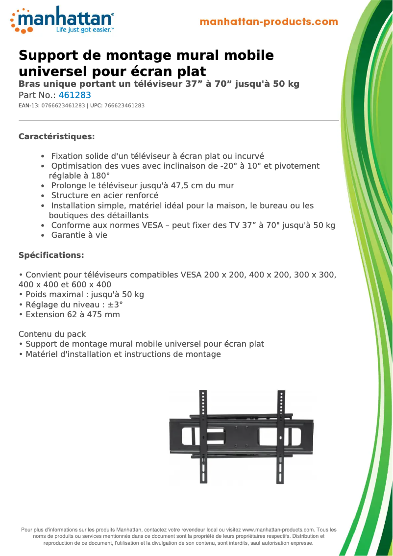 Page 1 de la notice Fiche technique Manhattan 461283