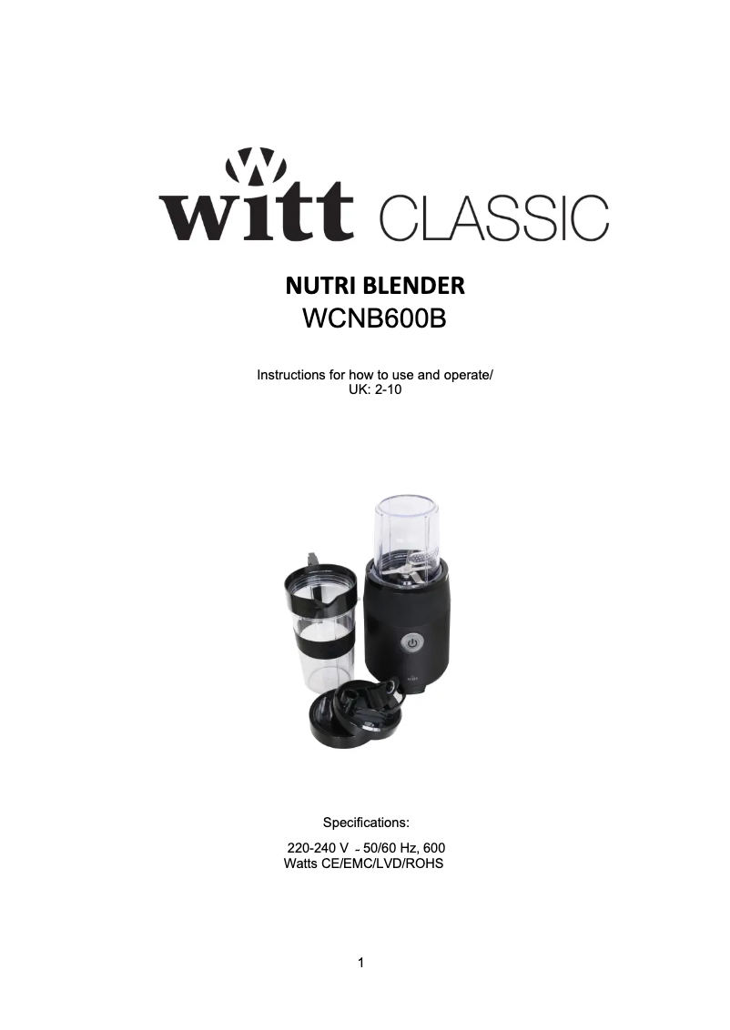 Page 1 of the manual User Manual Witt WCNB600B