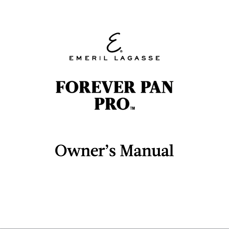 First page image of the manual for Forever Pans Pro