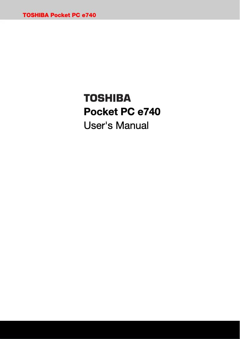 Page 1 of the manual User Manual Toshiba E740