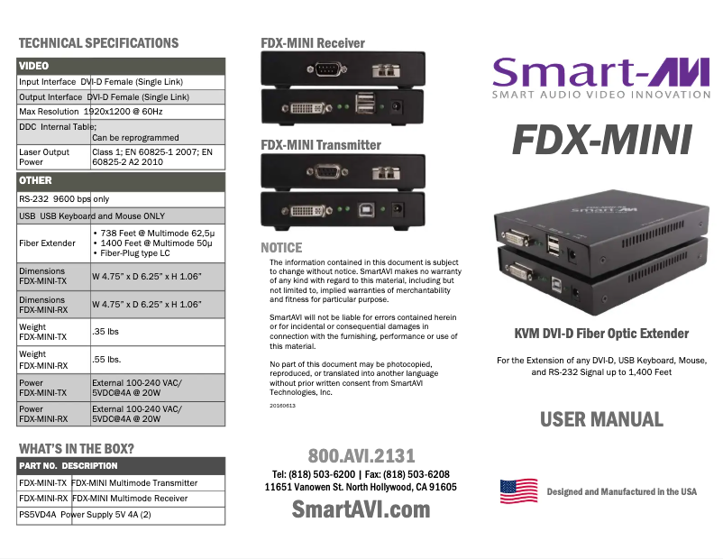 First page image of the manual for FDX-Mini