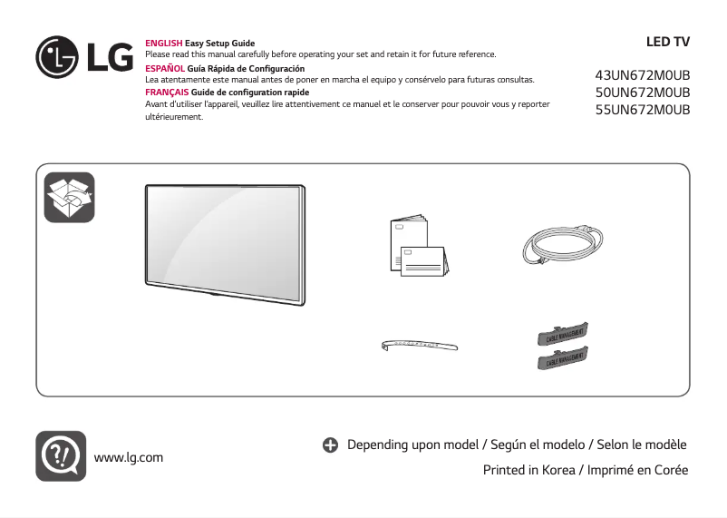 First page image of the manual for 50UN672M0UB
