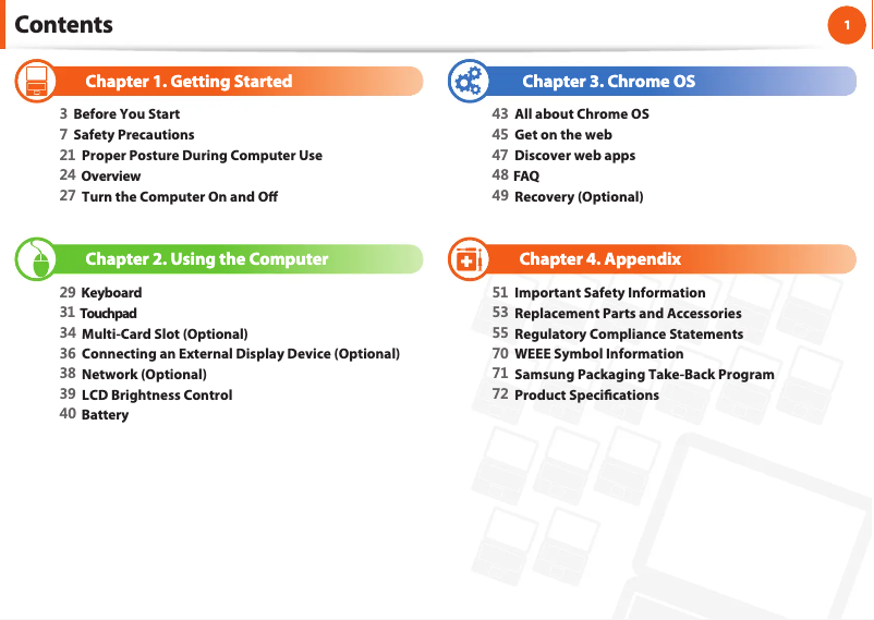 Page 1 of the manual User Manual Samsung Chromebook 3