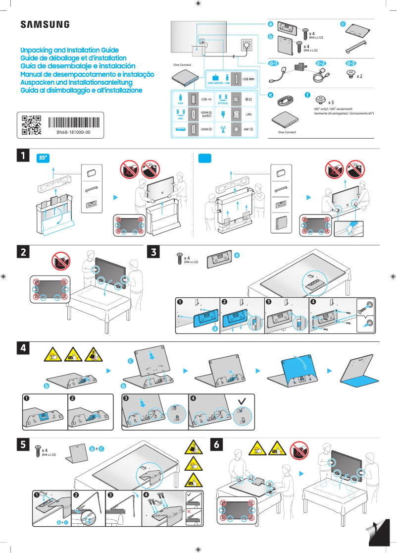 Page 1 of the manual Installation Guide Samsung QN55S95DAF