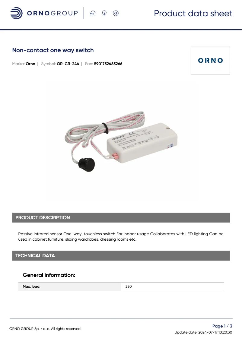 Image de la première page du manuel de l'appareil OR-CR-244