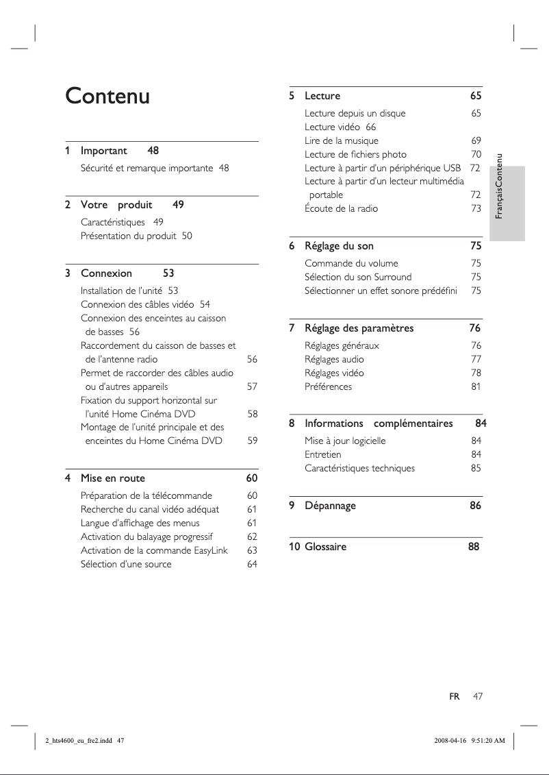 First page image of the manual for HTS4600