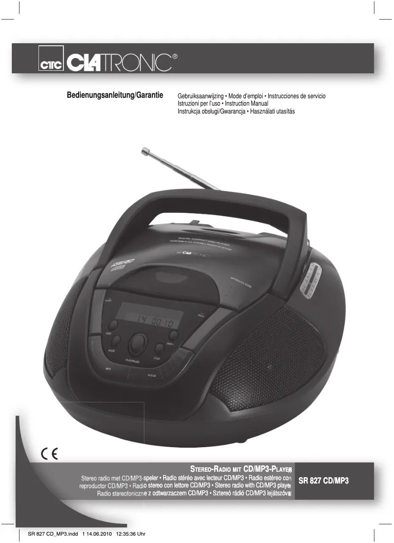 First page image of the manual for SR 827