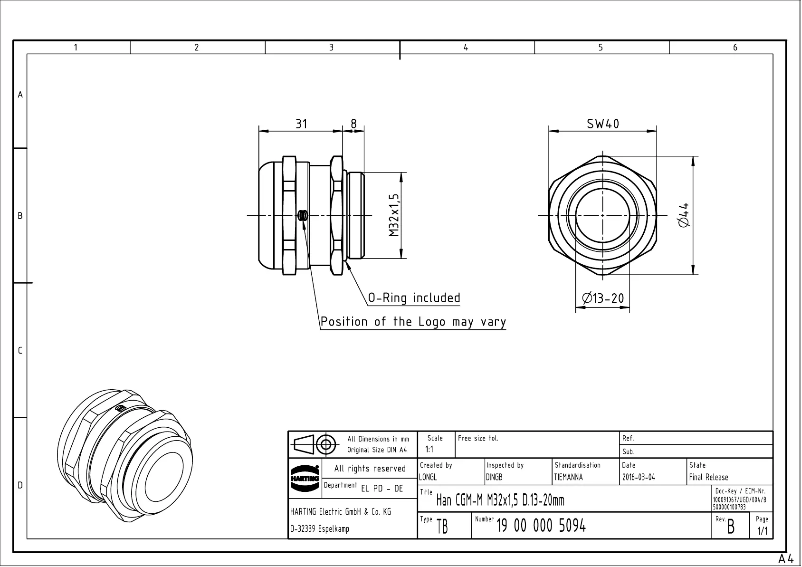First page image of the manual for 19 00 000 5094