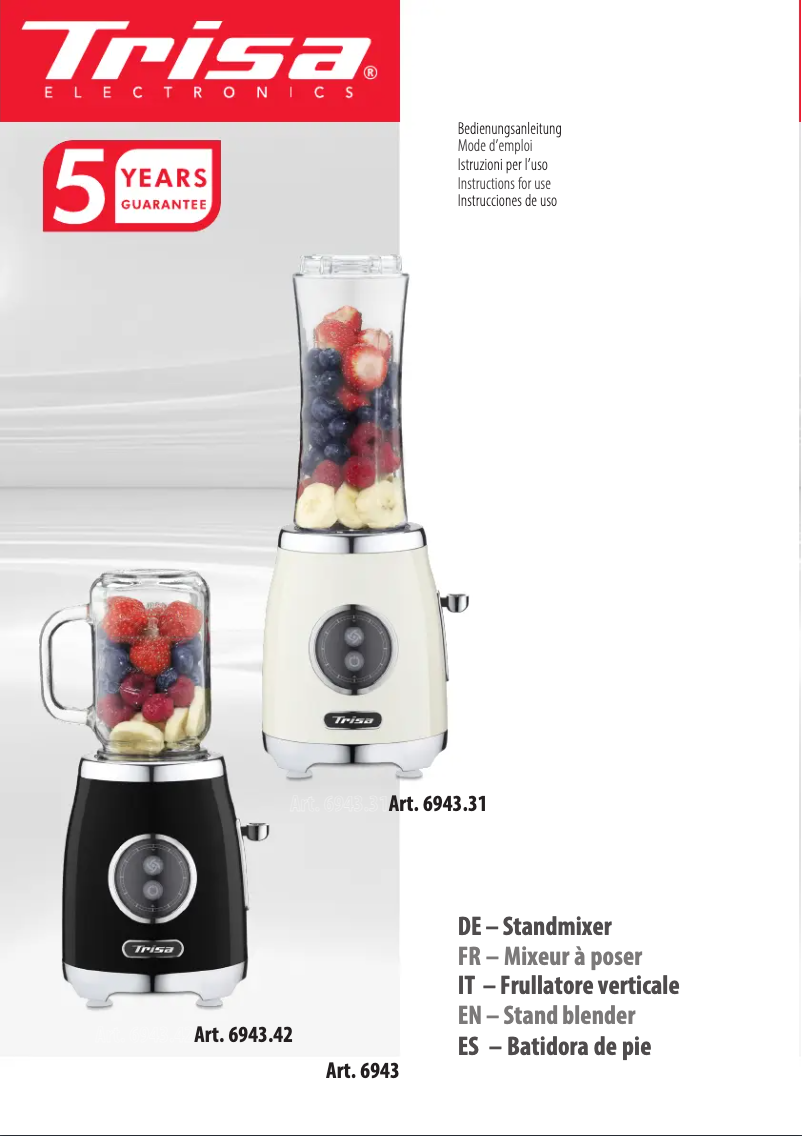 Page 1 of the manual User Manual Trisa Mix 'n' Joy 6943.42