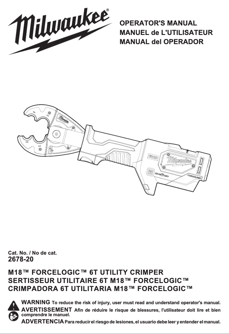 First page image of the manual for M18 Force Logic 2678-20