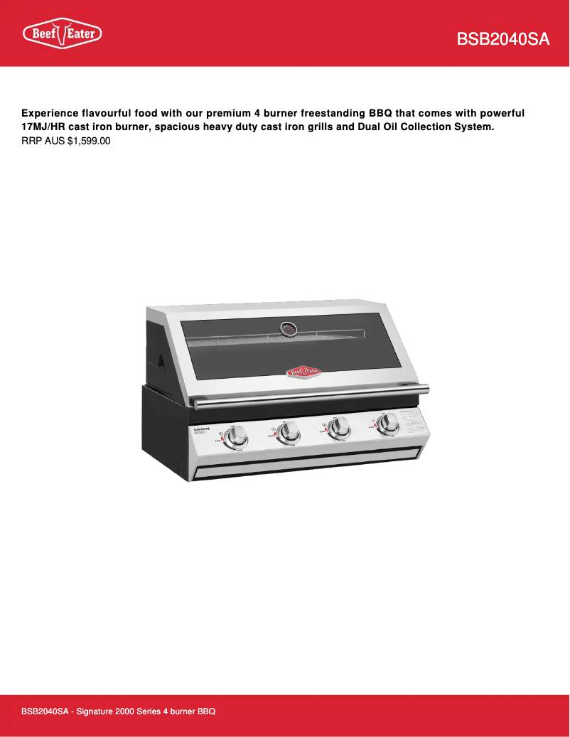 First page image of the manual for BSB2040SA