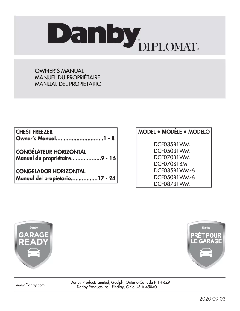 Page 1 of the manual User Manual Danby DCF050B1WM