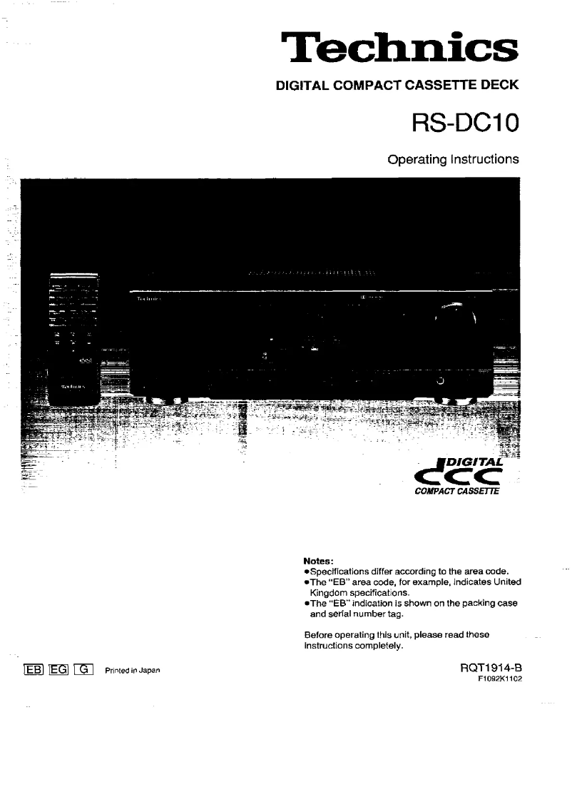 Page 1 of the manual User Manual Technics RS-DC10