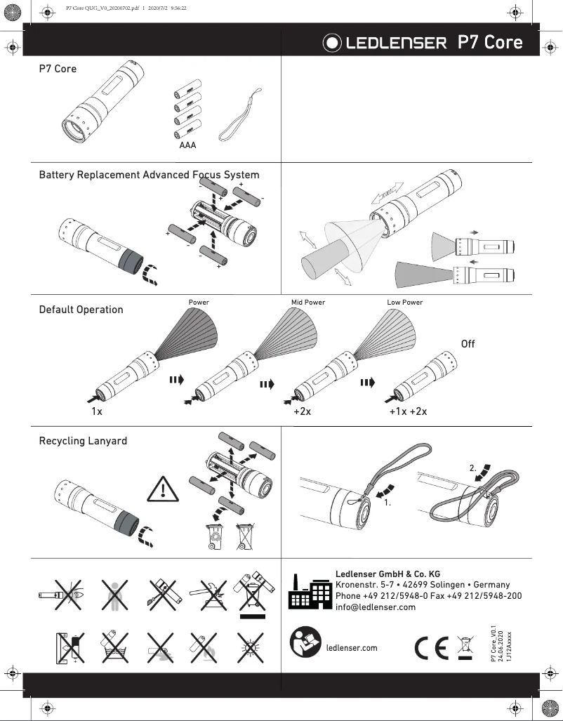 Page 1 of the manual User Manual Ledlenser P7 Core