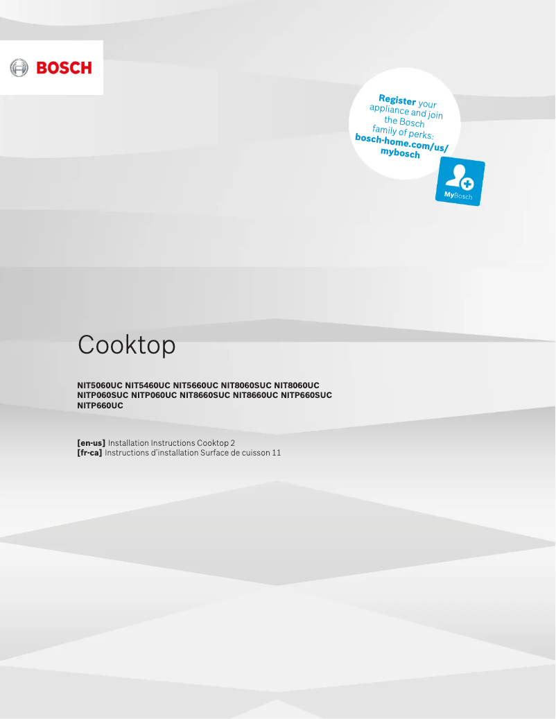 Page 1 of the manual Installation Guide Bosch NIT5060UC