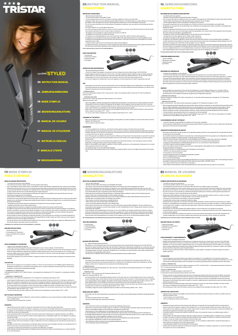 Page 1 of the manual User Manual TriStar HD-2370