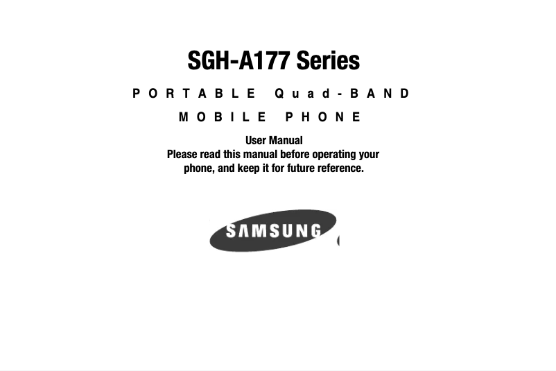 Page 1 of the manual User Manual AT&T SGH-A177