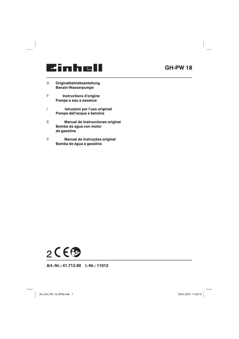 Page 1 of the manual User Manual Einhell GH-PW 18