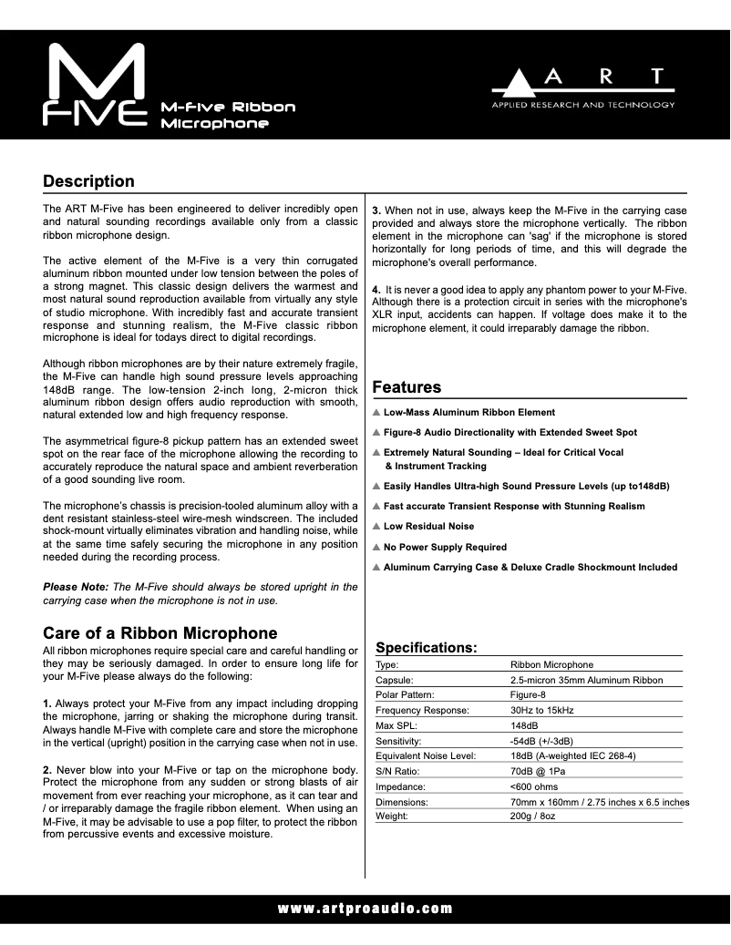 First page image of the manual for M-Five