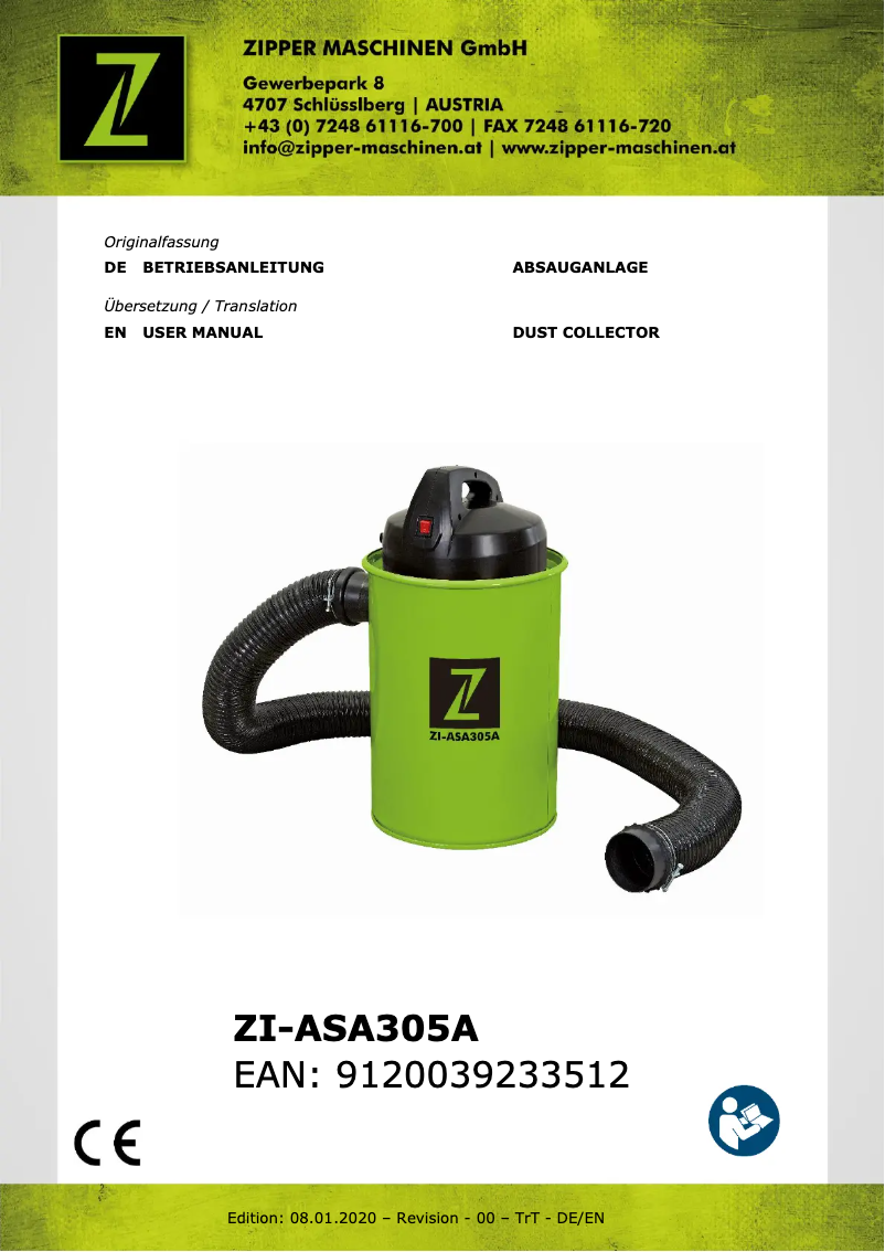 First page image of the manual for ZI-ASA305A