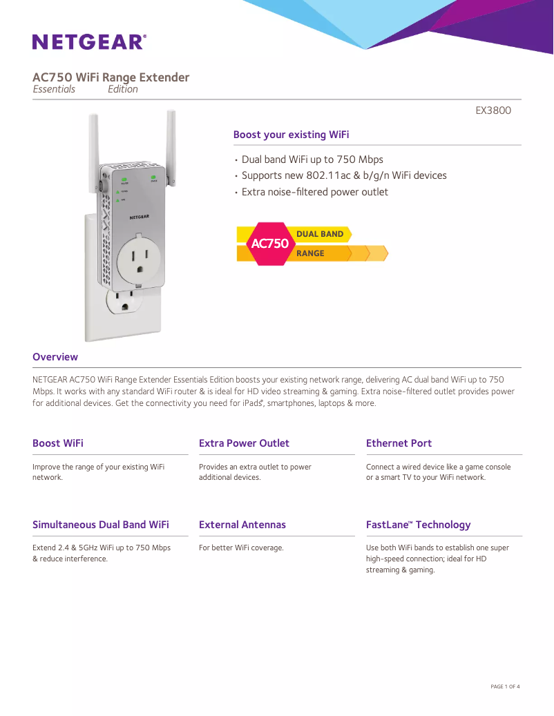 First page image of the manual for EX3800