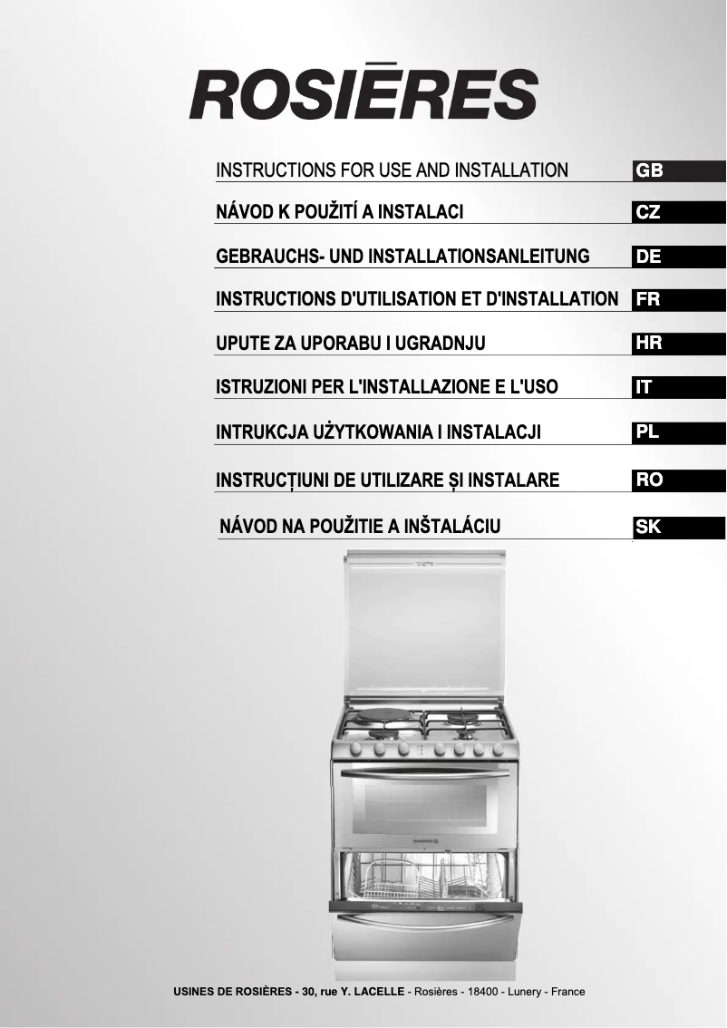 Page 1 of the manual User Manual Rosieres TR631NOX